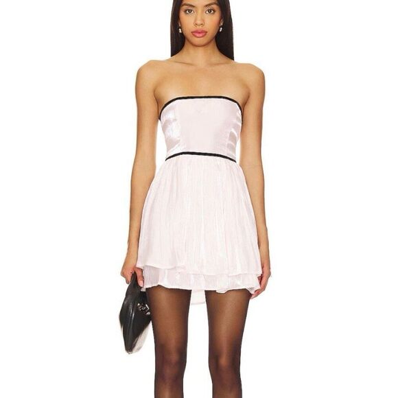 Free People Daisy Ballet Pink Satin Strapless Mini Dress NWT Size Extra Large - Picture 1 of 7